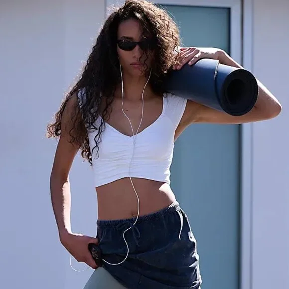 NWT Free People FP Movement Breathe Deeper Crop Tank Top | White - Picture 1 of 5